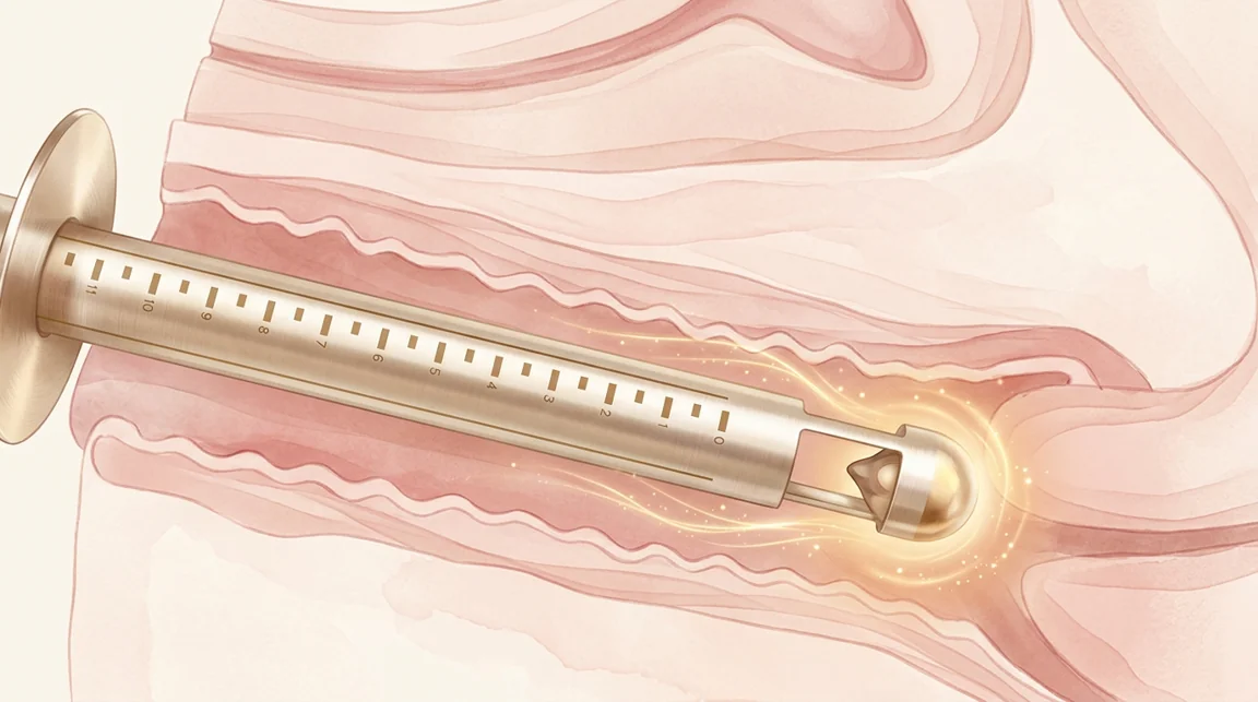 Ilustração da ponteira do laser estimulando o colágeno do tecido